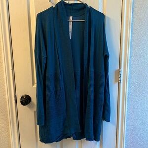 Lululemon Sit in Lotus Wrap Petrol Blue Sz 6 Small S Cardigan Sweater Wool